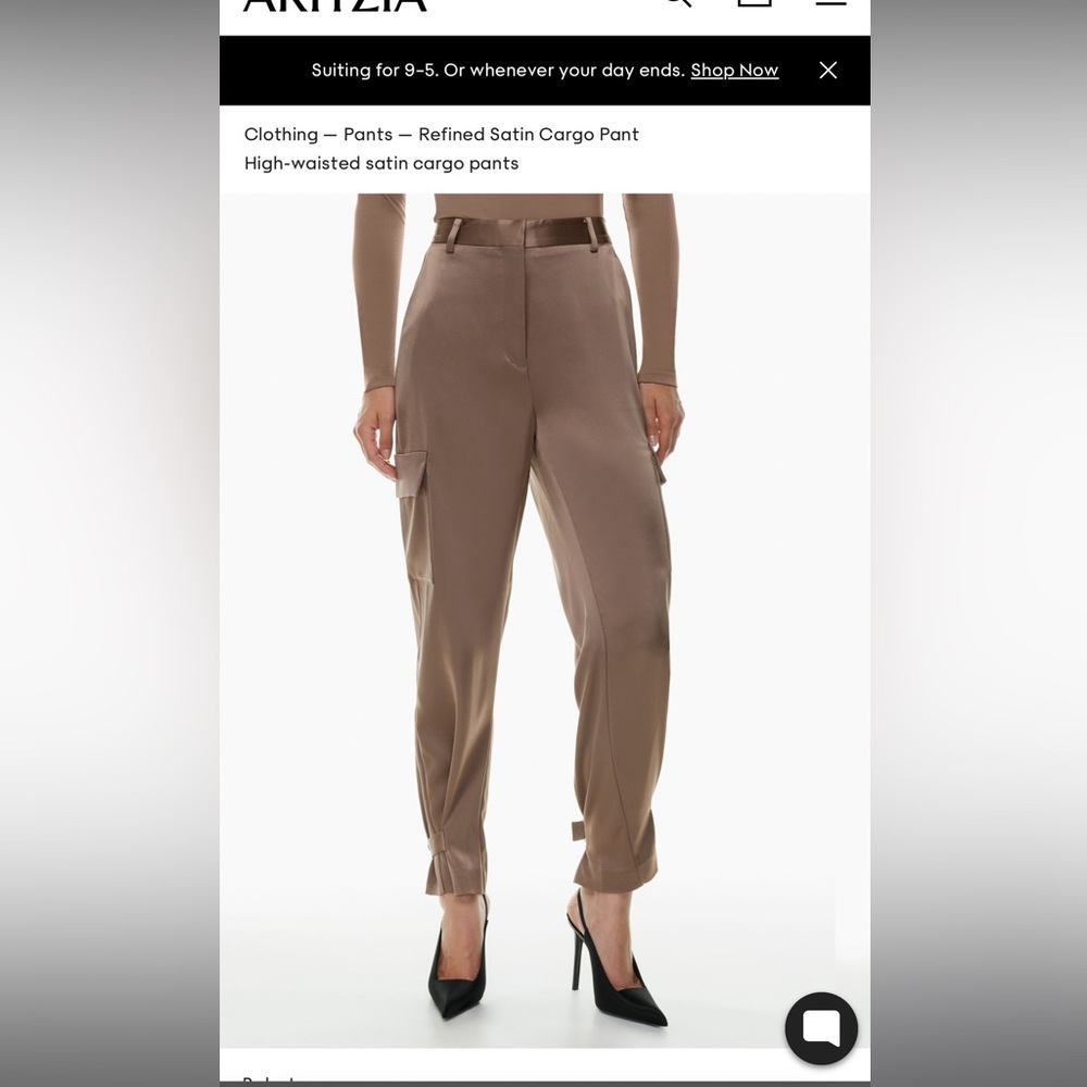 Aritzia satin cargo pants